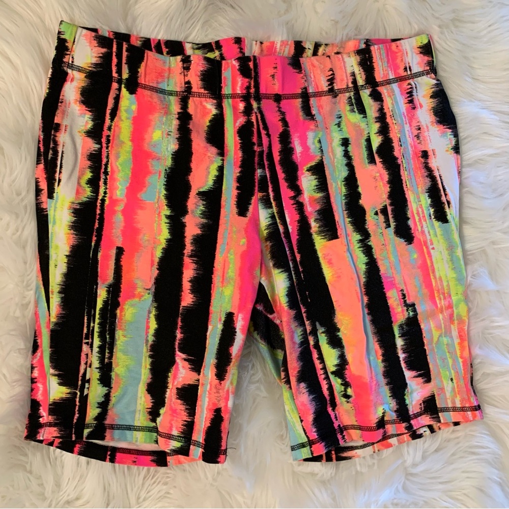 LIVI Active by Lane Bryant Black Neon Multicolor Bike Shorts 18/20 Plus Size